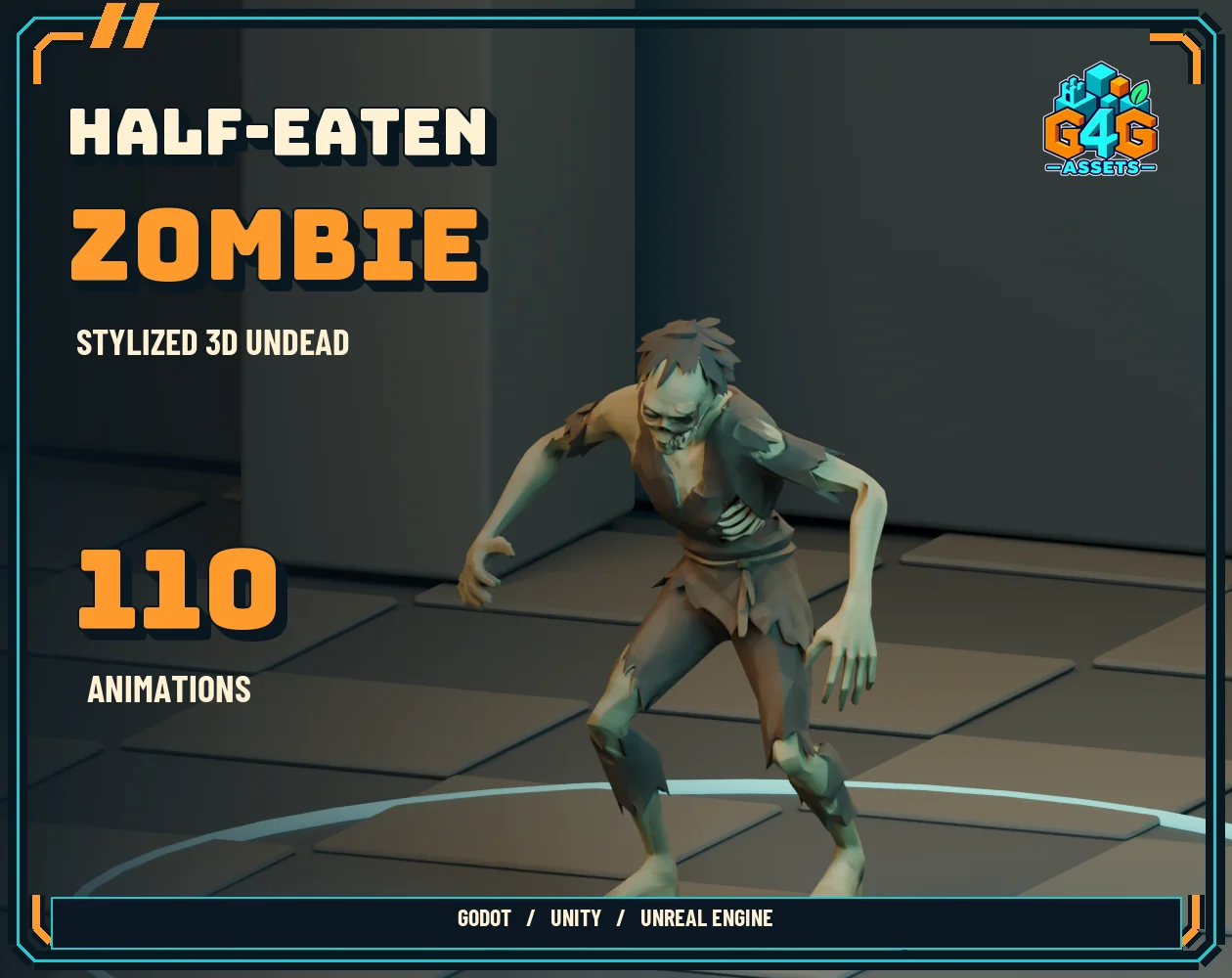 The actual Half-Eaten Zombie character on the decorative preview stage